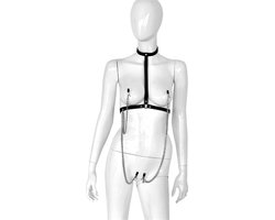 Kiotos - Lederen Collar Chest met 4 Clamps - Dé Ultieme Sensatie voor BDSM Liefhebbers!