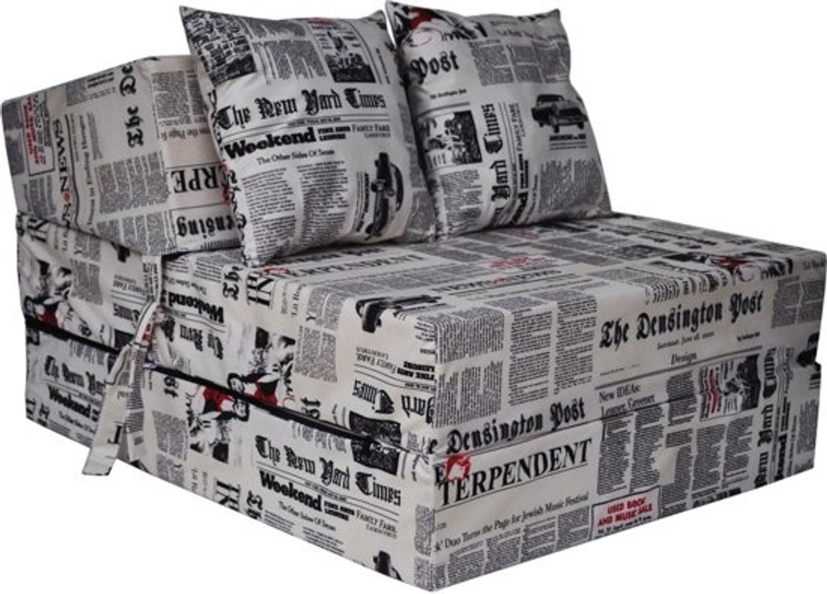 Luxe logeermatras 'Newspaper' - Opvouwbaar camping matras 200x70x15 cm - Met kussens - Huisstofmijtwerend