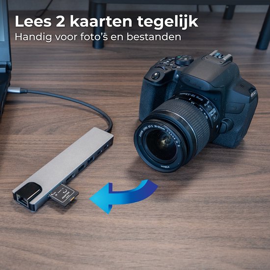 Nuvance USB C Hub - HDMI 4K - Splitter - Docking Station - Micro & SD kaart lezer - Ethernet - USB C Laptop Opladen