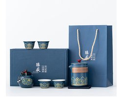 JinSho - Kungfu Porselein Thee Set - Japanse Thee Set - Thee ceremonie in stijl - Cadeau set