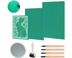 Linoleum Platen, 9 stuks, linoldruk, set, zacht rubber, linoldruk, plaat, linolsnijgereedschap, stempelrubber A4, A5, A6, nauwkeurige print, linolplaten voor drukafbeeldingen, kunsthandwerk