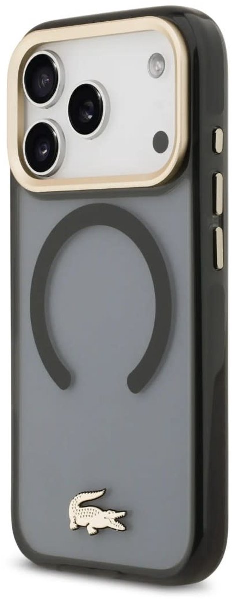 Lacoste Back Cover - iPhone 17 Pro Max - Zwart - MagSafe Geschikt - Verhoogde Randen