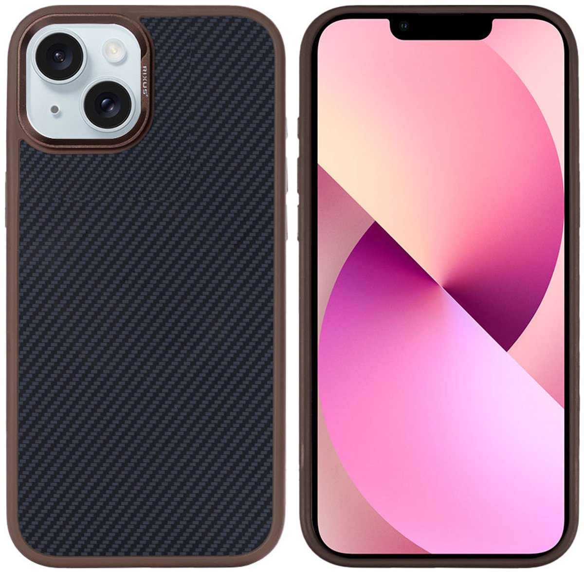 Rixus Mag Carbon With MagSafe For Apple iPhone 13 Brown
