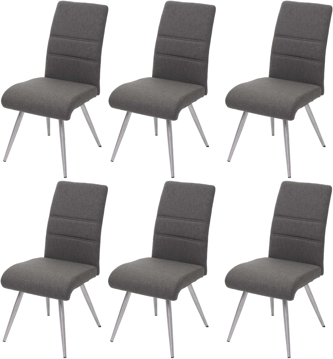 MCW Set van 6 eetkamerstoelen MCW-G55, keukenstoel, stof/textiel geborsteld roestvrij staal ~ grijsbruin