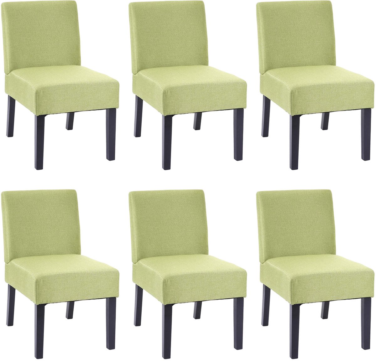 Set van 6 eetkamerstoel MCW-F61, stoel loungestoel, stof/textiel ~ groen