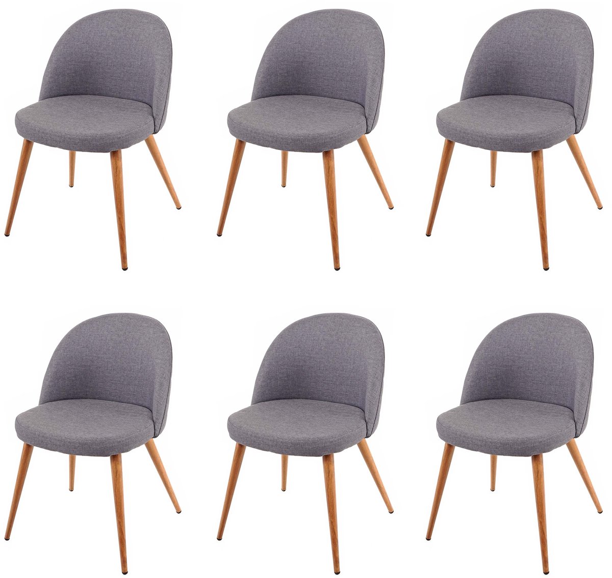 MCW Set van 6 eetkamerstoelen MCW-D53, keukenstoel, retro jaren 50 design, stof/textiel ~ donkergrijs