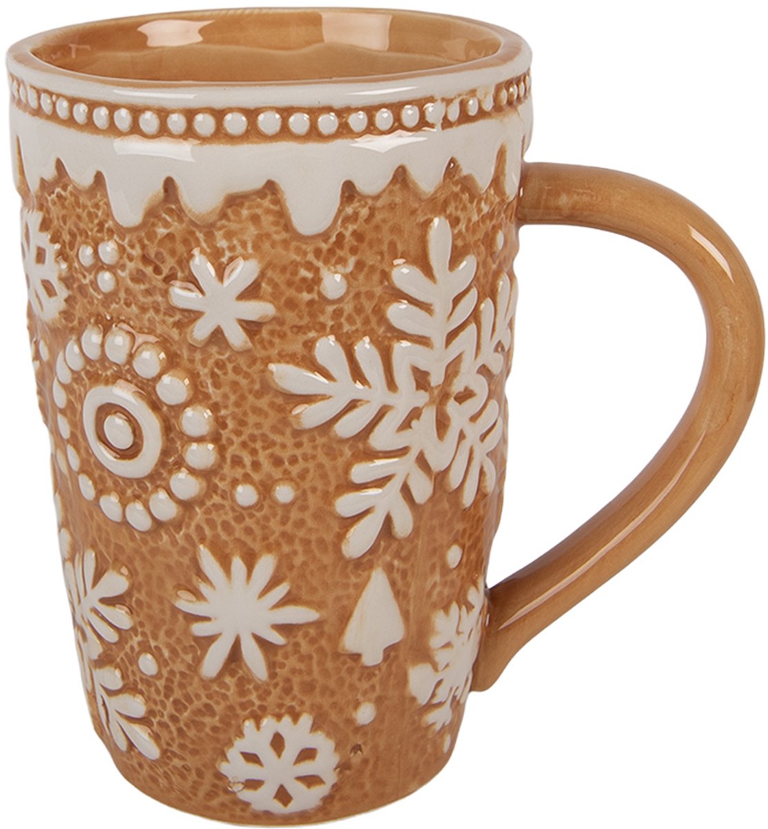 Clayre & Eef Mok 575 ml Bruin Keramiek Sneeuwvlokken