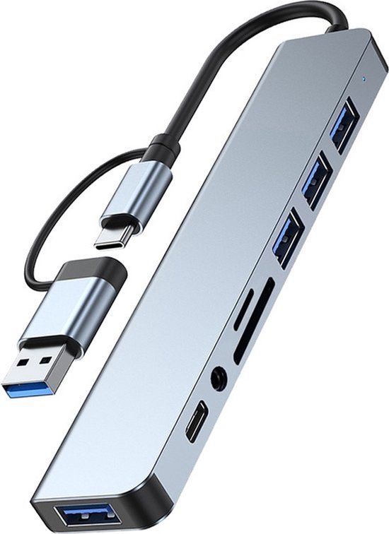 USB-C hub, USB-hub 2.0,4-poorten, USB-verdeler, draagbare adapter