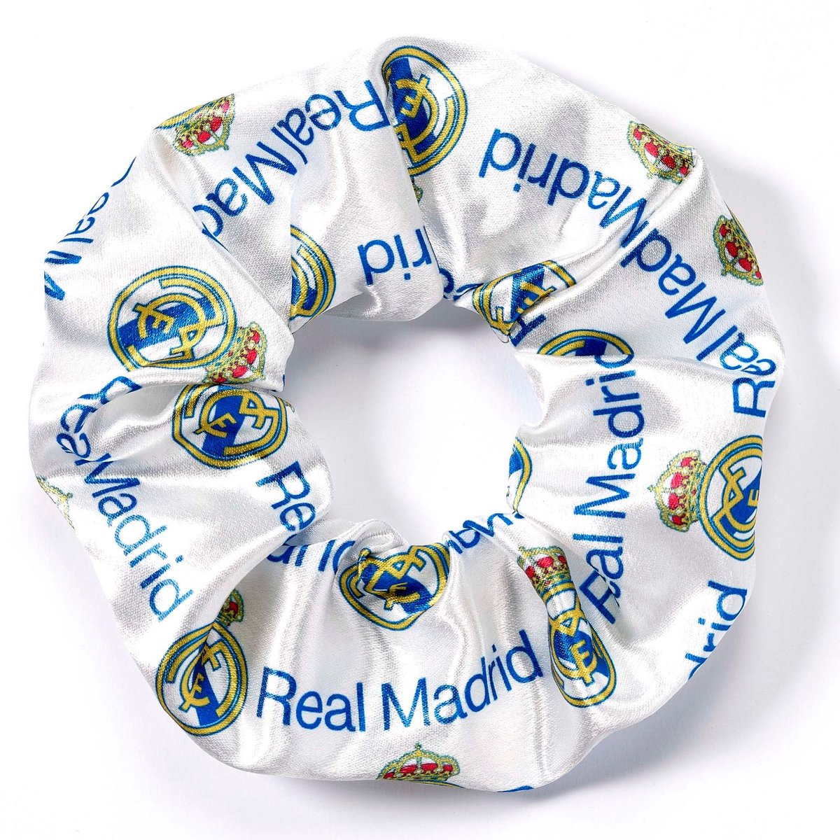 The Carat Shop - Real Madrid Blauw en Geel Logo Scrunchie Haarelastiek