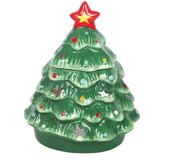 Kerstboom Oliebrander – Keramische Geurbrander 16 cm – Voor Etherische Oliën & Geurmelts – Nostalgic Christmas Collectie – Feestelijke Huisdecoratie