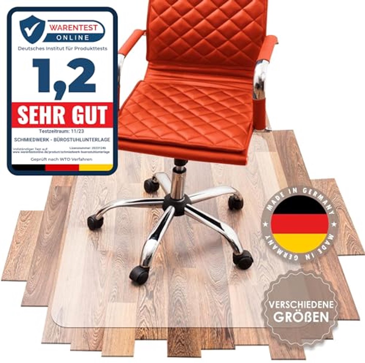 Bureaustoel Vloerbeschermingsmat - Antislip Transparant Melkwit 90 x 120 cm - Diverse Maten