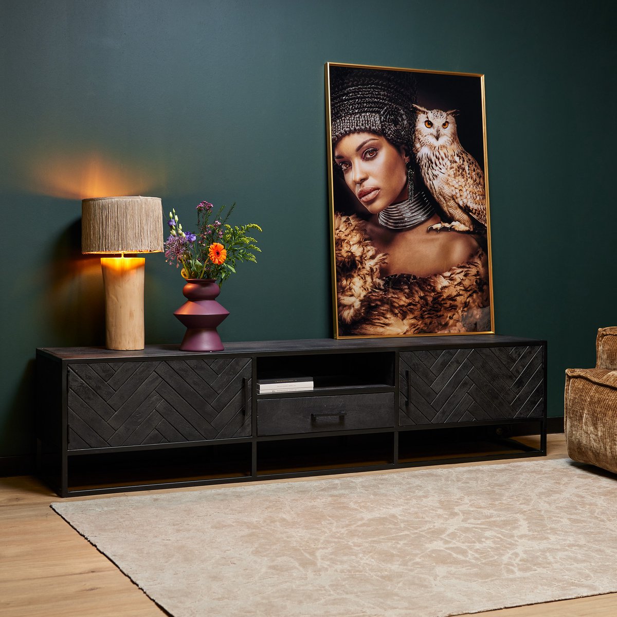 Starfurn - Tv meubel New York - Zwart - 45x210x50 cm