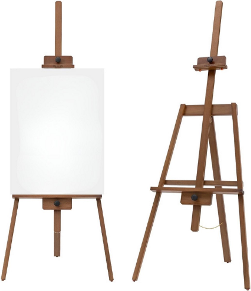 A-Frame Schildersezel Van Massief Beukenhout In Walnootkleur - Verstelbare Ezelsstandaard Voor Canvas Tot 110 Cm - Voor Volwassenen Beginners En Kunstenaars - Houten Ezel Voor Schilderen En Presentatie