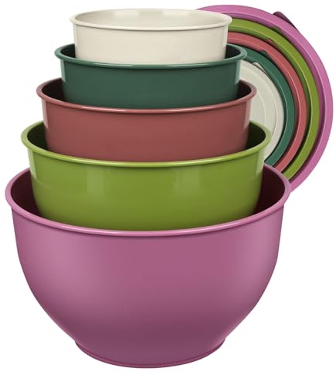 Stapelbare Saladekom Set met Deksel - Kunststof Mengkommen voor Keuken