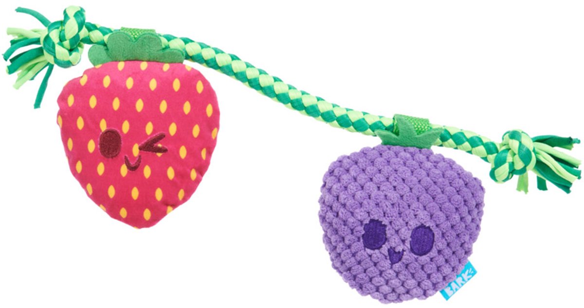 Bark best berry friends aardbei en bosbes pluche met flostouw 22x26x5 cm