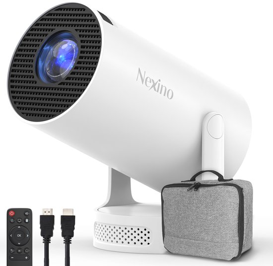 Projecteur HD Nexino® - Prise en charge 4K - 5000 lumens - Home Cinéma - Android 11.0 intégré - Wi-Fi 6 et Bluetooth 5 - Diffusez depuis votre téléphone - Câble HDMI inclus