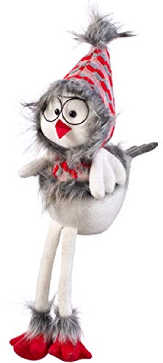 Zittend Kerstvogelfiguur met Zachte Benen - 42 cm