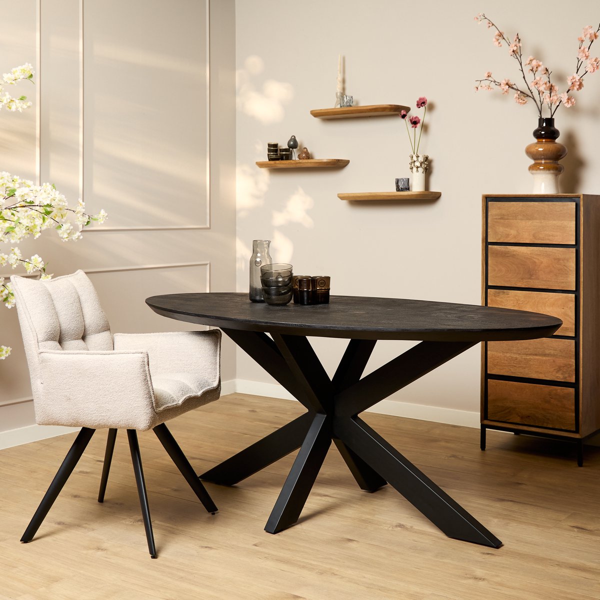 Starfurn - Eettafel Brandy - Zwart - 90x160x76 cm