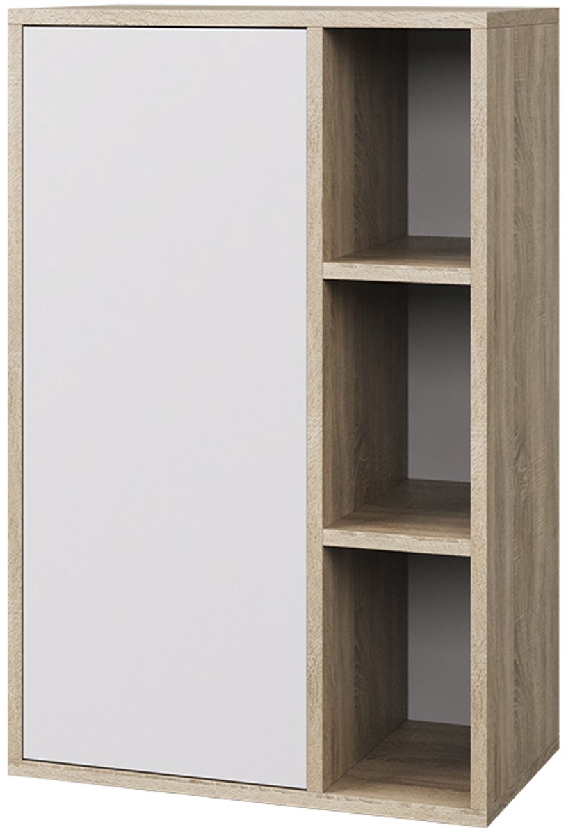 Vicco Berno Wandrek – 50.1 x 78.4 cm met 3 open compartimenten Sonoma/Wit