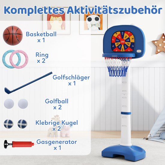 COSTWAY 4-in-1 basketbalkorf met versterkte standaard, voetbaldoel