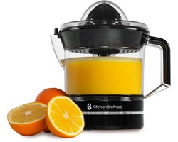 KitchenBrothers Citruspers - Handmatig - Sinaasappelpers en Citroenpers - Compact - 0.7L - Zwart
