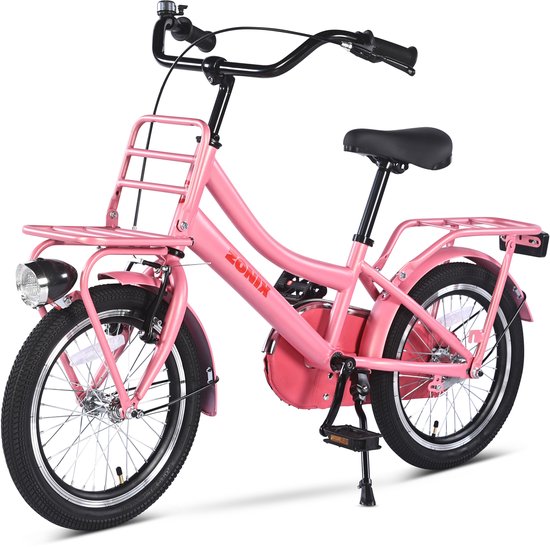 Zonix Meisjesfiets 16 Inch Roze Kinderfiets Transport Voor Meisjes Van 4 Tm 6 Jaar Geschikt Voor Kledingmaat 100-115 van Zonix — afbeelding 2