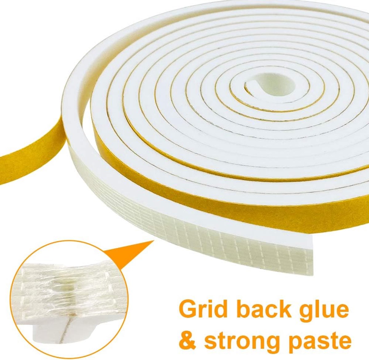 Candala Afdichtingstape, zelfklevend, schuimrubberen afdichtingstape, wit, mm (b) x mm (d schuimrubber, zelfklevend, voor deuren en ramen, weerbestendig