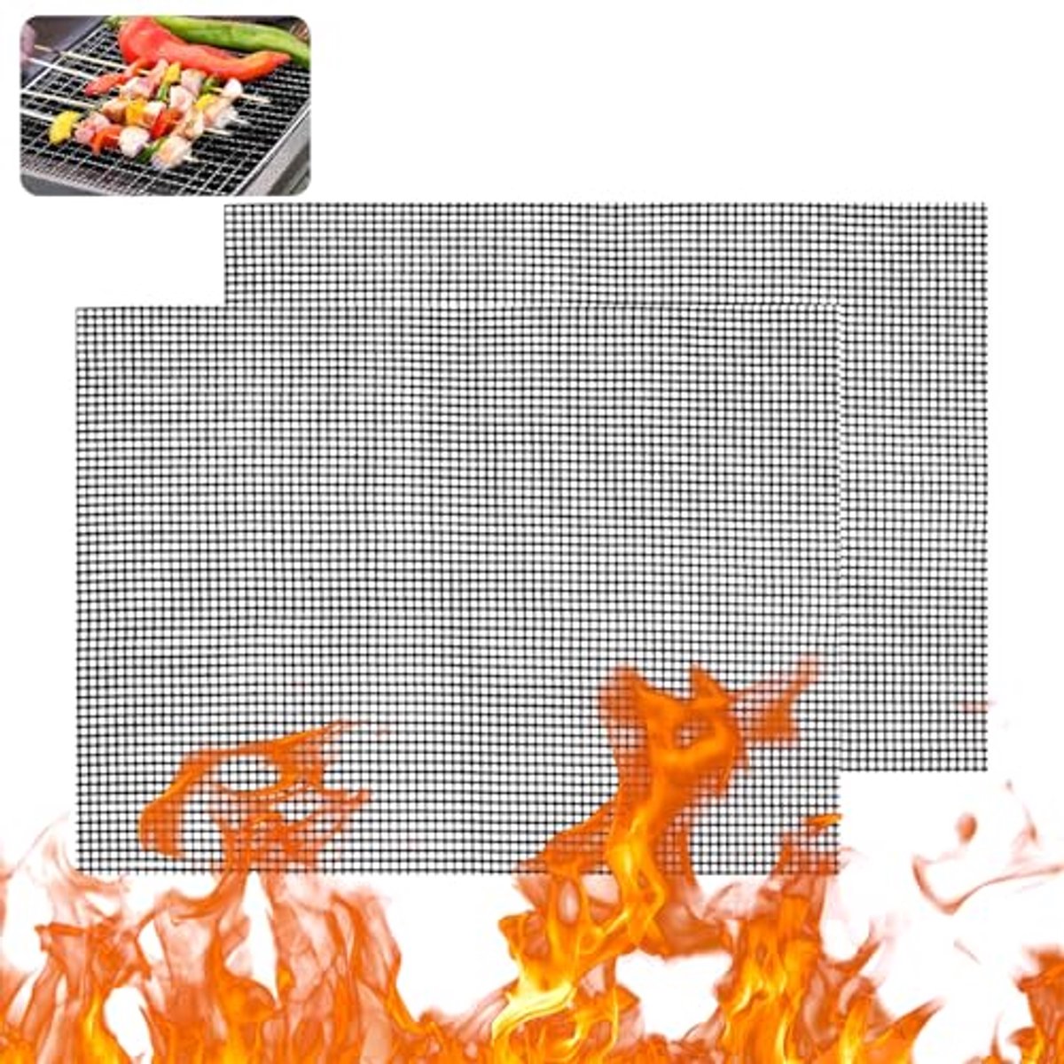 Herbruikbare BBQ Bakmat 42x36cm - Anti-aanbak Grillmat voor Elektrische Grills en Luchtfriteuse