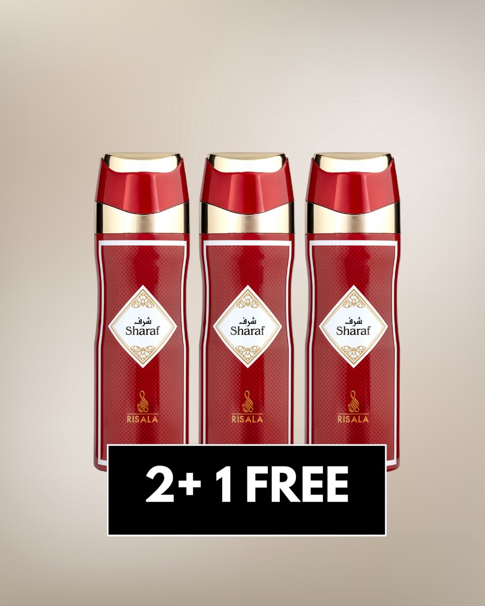 Risala Sharaf 200ml x3 Perfume Deodorant Spray – Long Lasting Arabic Oriental Fragrance from Dubai – Mandarin, White Blossom & Musk Scent – Unisex Body Spray