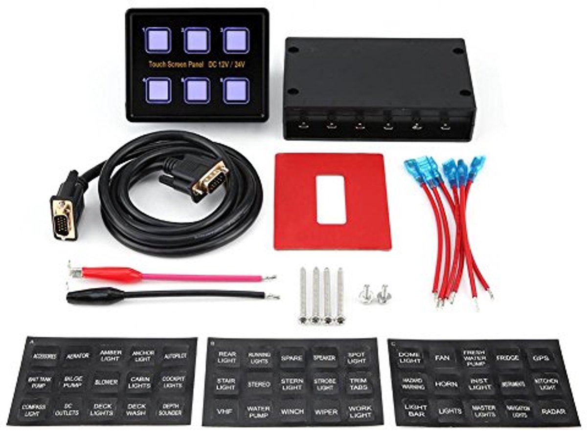 6 Gang Touchscreen Bedieningspaneel voor Auto en Boot - Universeel Schakelaarpaneel met LED
