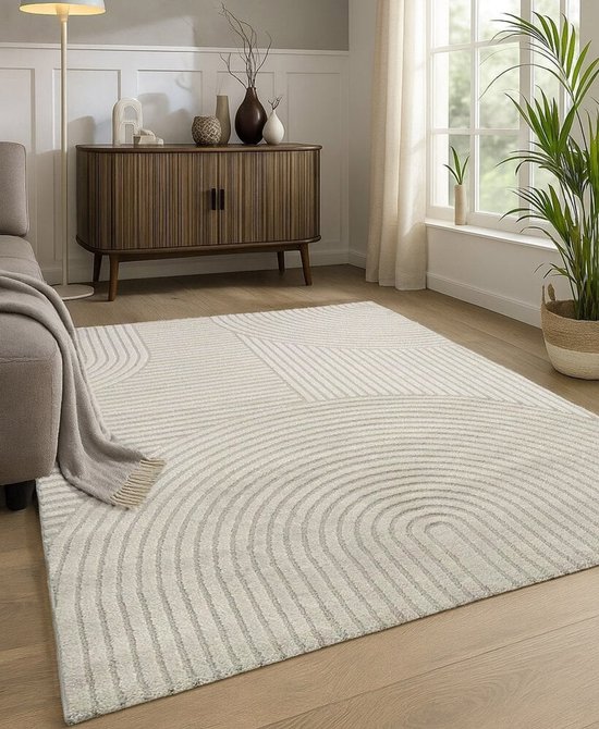carpet city Vloerkleed, woonkamer, langpolig, crème, 120 x 170 cm, diep