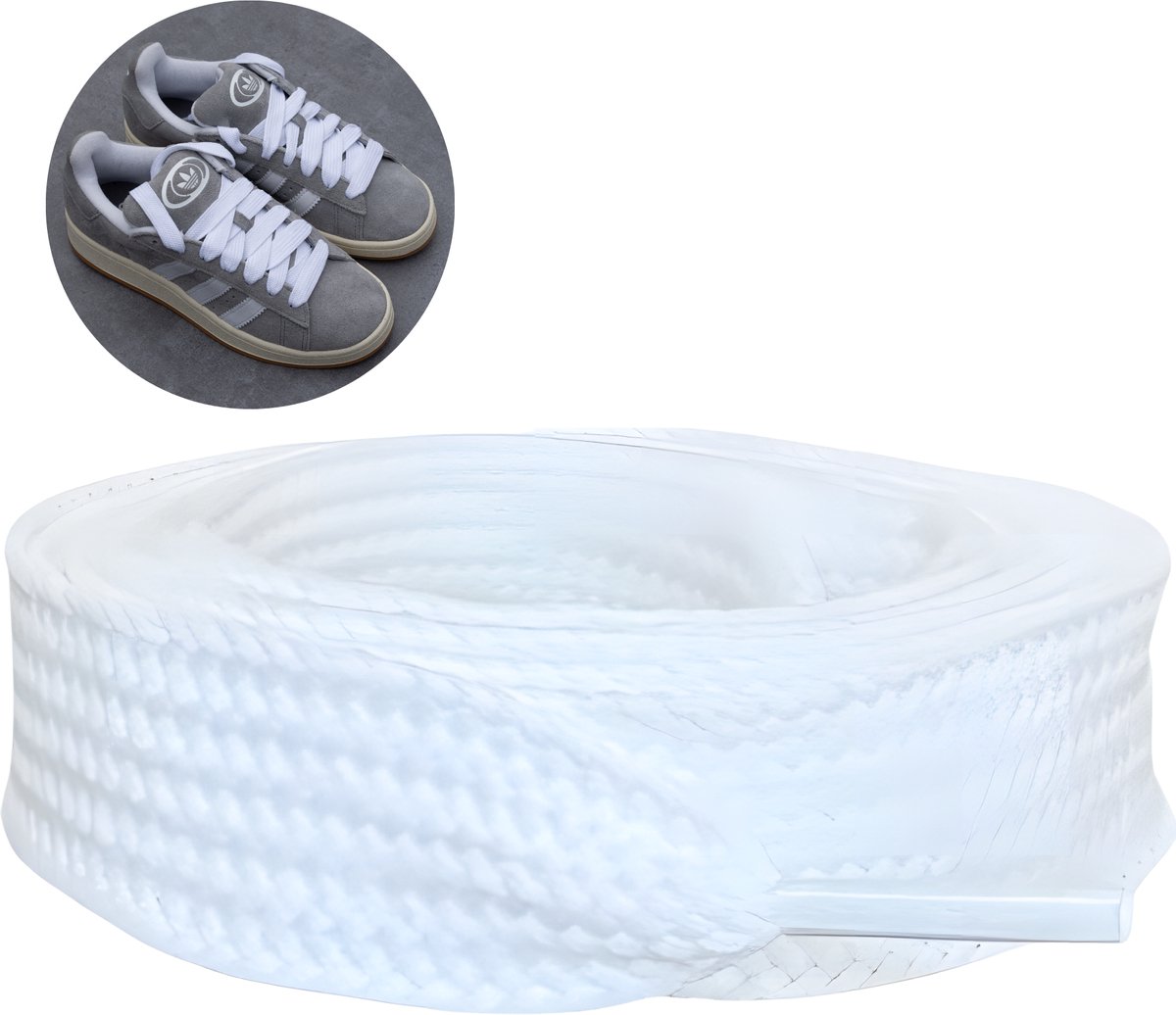 Sneakers Abel - Sneaker Veters 140CM - 2CM Wijd - Schoenveters - Wit - White - Brede Veter - Dikke Veter - Geschikt voor Adidas Campus 00s