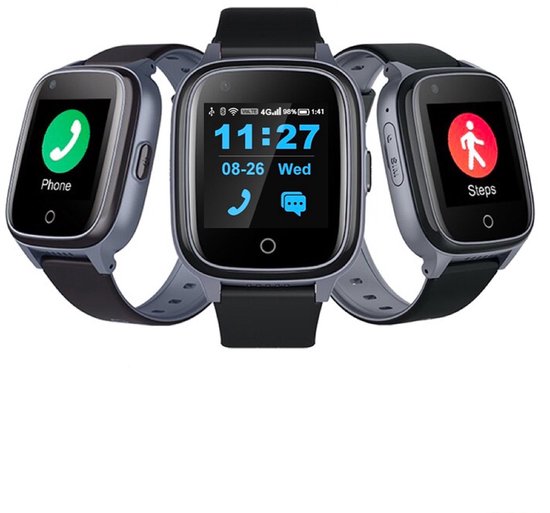 GPS Horloge Senior Health - persoonlijk alarm - alarm horloge ouderen - valdetectie - SOS alarm - Live tracking - medicatie herinnering - (video)bellen - hartslag & bloeddruk - SpO2 - alzheimer - dementie - geen abonnement