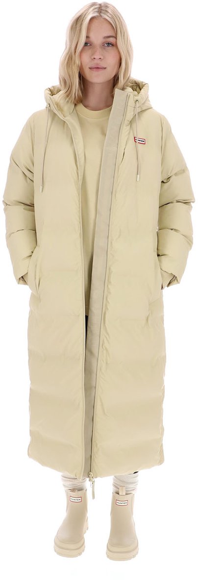 Hunter - Womens Hutchison PU Sonic Welded Long Puffer Jacket Gravel - Maat L