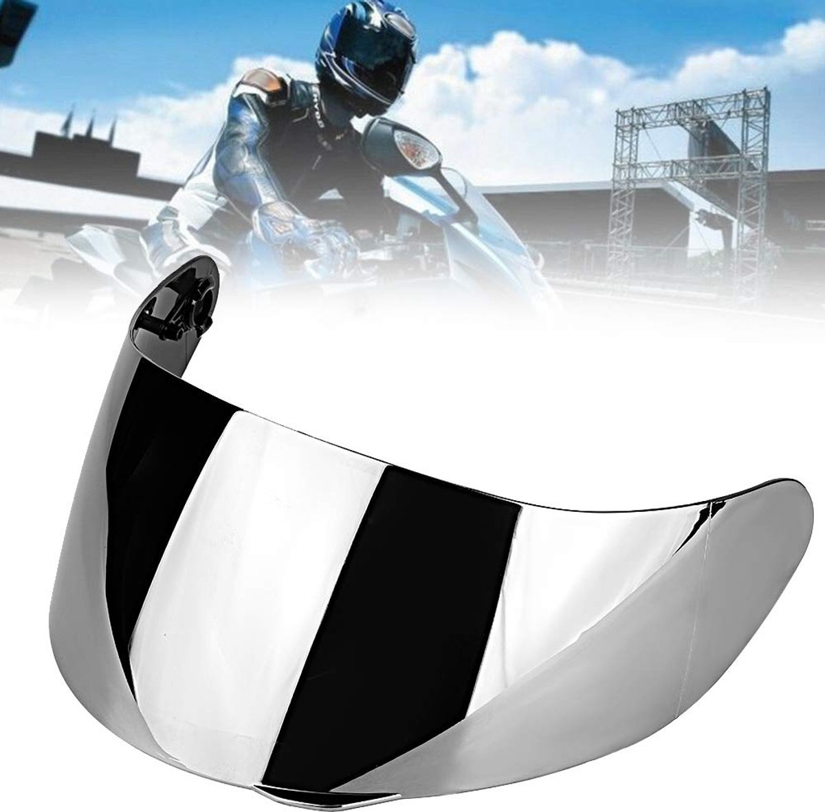 JeiibrZui Motorhelm Windscherm - PC Helm Vizier - UV-bescherming en Anti-condens Lens + Krasbestendig - 1 Item - Compatibel met AGV K1 K3 SV K5 K5-S Helmen (Zilver) – foto 7