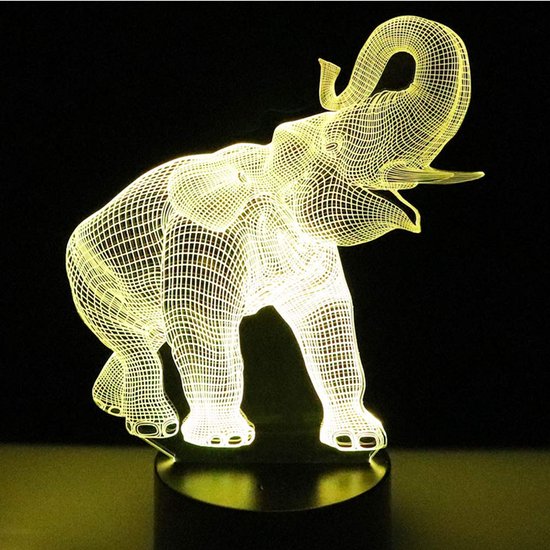 Daity 7 Kleurveranderende nachtlamp 3D-sfeerlamp 3D visuele illusie LED-lamp Geschikt voor kinderspeelgoed Kerstmis verjaardagscadeau (olifant)