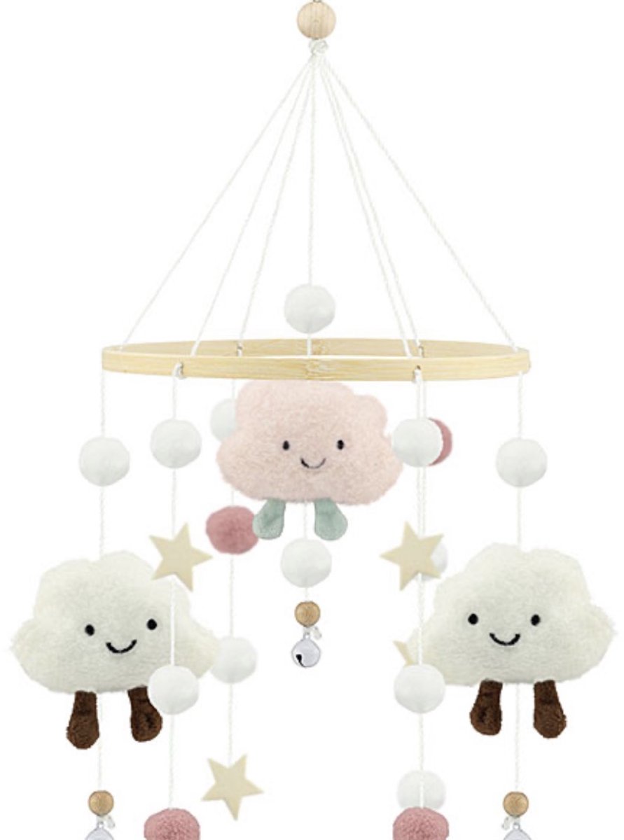 Wiegmobiel Wolken - Wit/Roze - 50 cm - Ulysse Couleurs d'Enfance