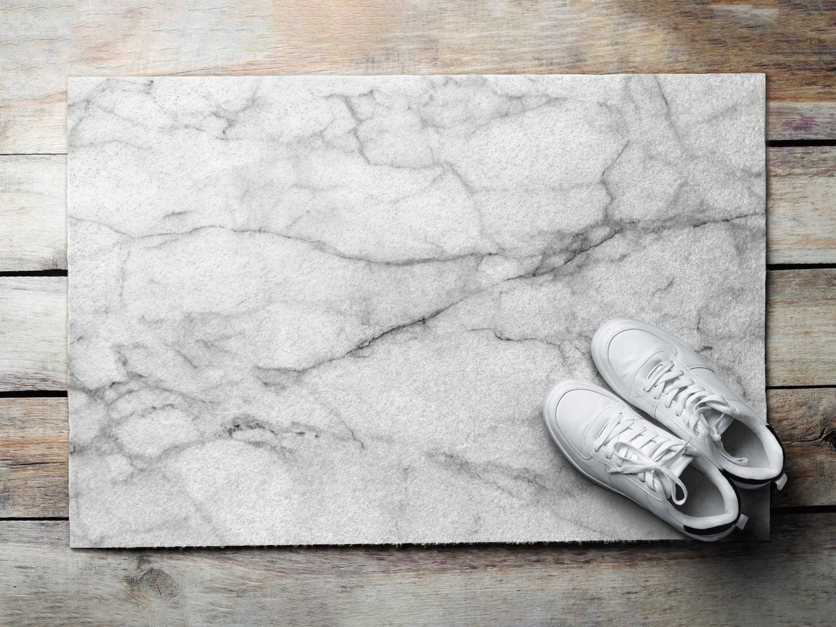 Coloray Deurmat voor binnen - Grijs Antislip Onderkant Deurmat - Grijs Marmer Deur Etree - Deurmat Aan Huis - Grote Deurmat - 60x40 cm Grijs - Grijs Marmer