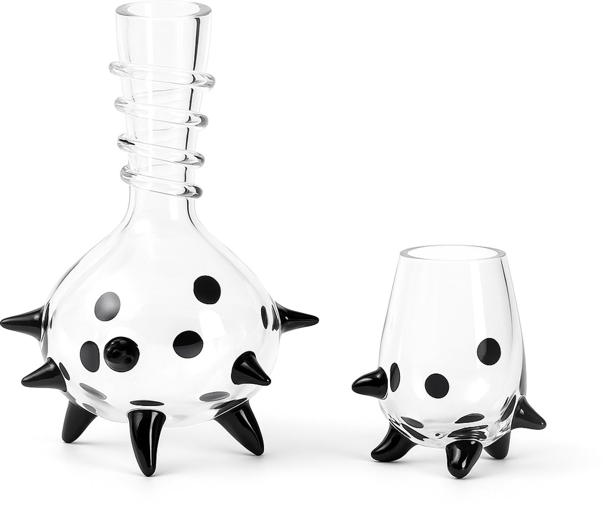 Loranto - 4 Glazen & Karaf set Zwart - Luxe Drink glazen - Europees glas