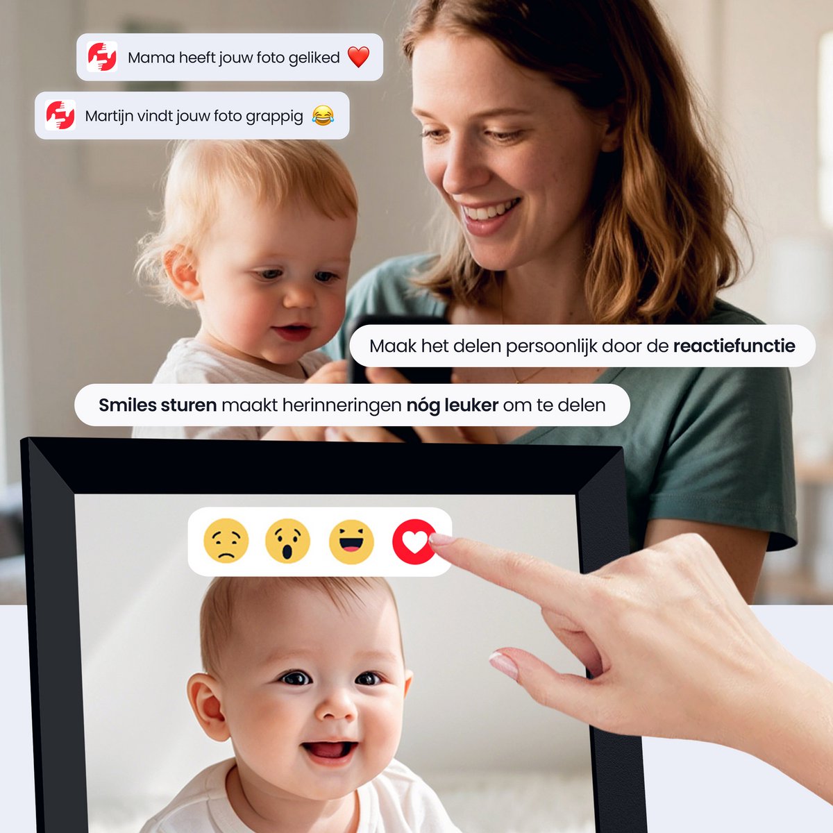 Siltcon® Digitale Fotolijst met WiFi - 10.1 Inch HD Display - Frameo App - Digitaal Fotolijstje - 16GB Opslag - IPS Touchscreen - Wereldwijd delen - Geen Abonnement - Foto & Video thumbnail 4