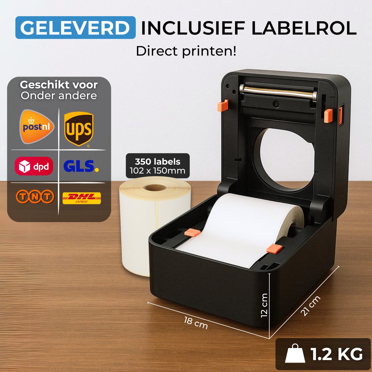 Labelprinter 9X - Bluetooth & USB - Labelmaker - Thermische Printer - Verzendlabel Printer PostNL & DHL – Incl. Labelrol — afbeelding 6