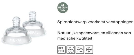 Mepal Mio set flesspeen 2-delig medium - Anti-koliek - Spiraalontwerp voorkomt verstopping - Siliconen van medische kwaliteit - Helder van Merkloos — afbeelding 2
