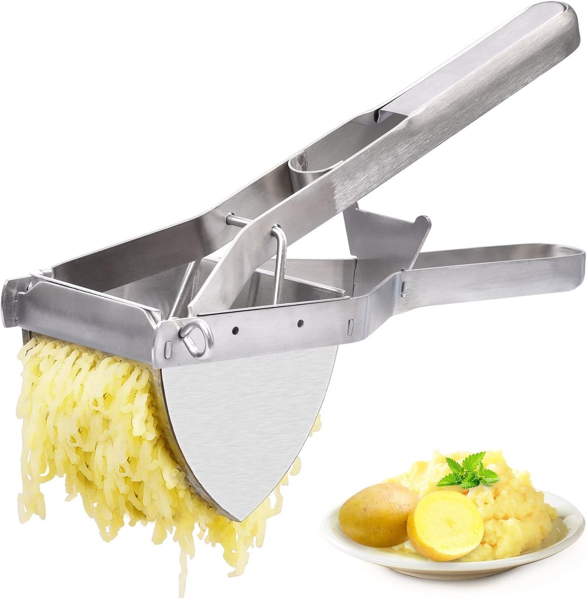 Aardappelstamper - RVS Puree Pers voor Romige Aardappelpuree - Ook voor Babyvoeding en Soepen - Professionele Keukenpers - Zonder Klontjes - Geschikt voor Groenten en Fruit - RVS