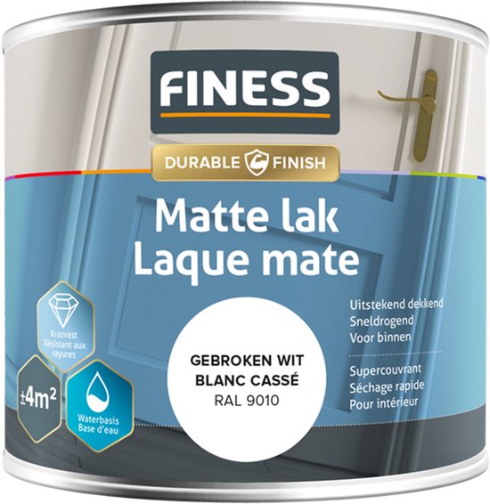 Laque Finess - blanc cassé (RAL 9010) - mat - à base d'eau - intérieur