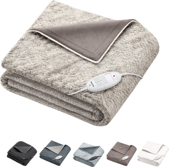 Beurer HD 75 Nordic Taupe Fleece Warmtedeken – Elektrische Deken 1 Persoons – 180x130 cm – Fleece Warmtedeken – Elektrische Bovendeken – 6 Warmtestanden – Machinewasbaar – 5 Jaar Garantie: exclusief bij Bol.com