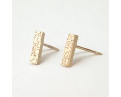 Stainless Steel Bar Oorstekers – Minimalistisch – Goudkleurig – 8 mm - The Jewellery Salon - Hypoallergeen/Anti-allergie