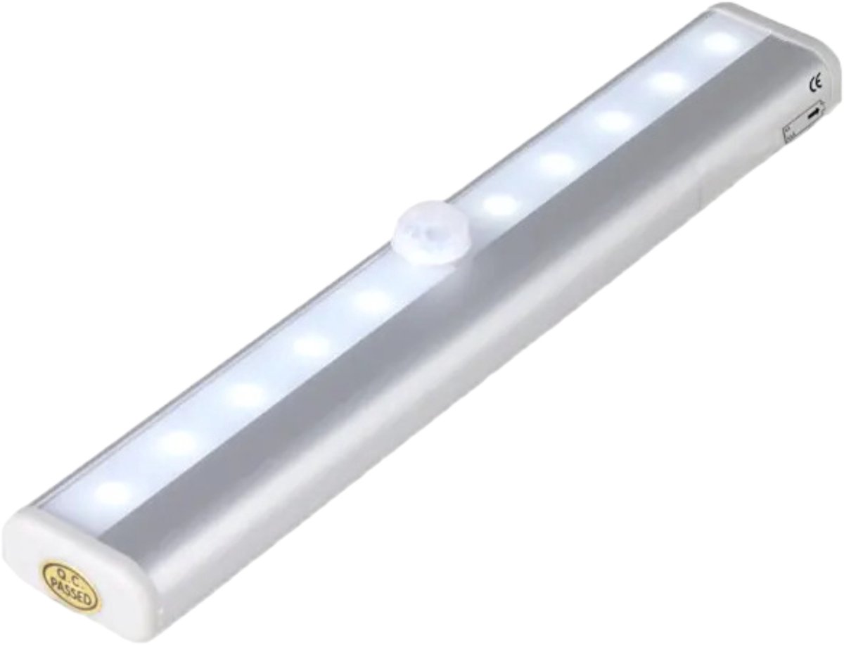 Vyzio - LED Bewegingsmelder Nachtlampje - Op Batterijen - 10 LED's 350 Lumen - Draadloos - Voor Kast Trap Gang - LUMICOM