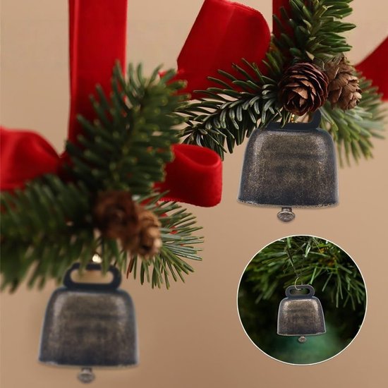 10 stuks - Koebel -berenbel - Bel - Metalen Koebel - Retro Huisdier Bel met Kerst Thema - Heldere Klokken voor Dieren en Decoratie - bronzen — afbeelding 3