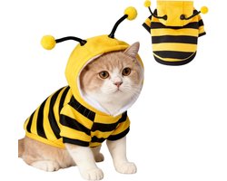 Kat Bijenkostuum - Kat Halloween - Kostuums Grappig Hondenbijenkostuum - Kitten Halloween - Kostuums Kleding Outfit Cosplay Huisdier - Hoodies voor Katten en Kleine Hond