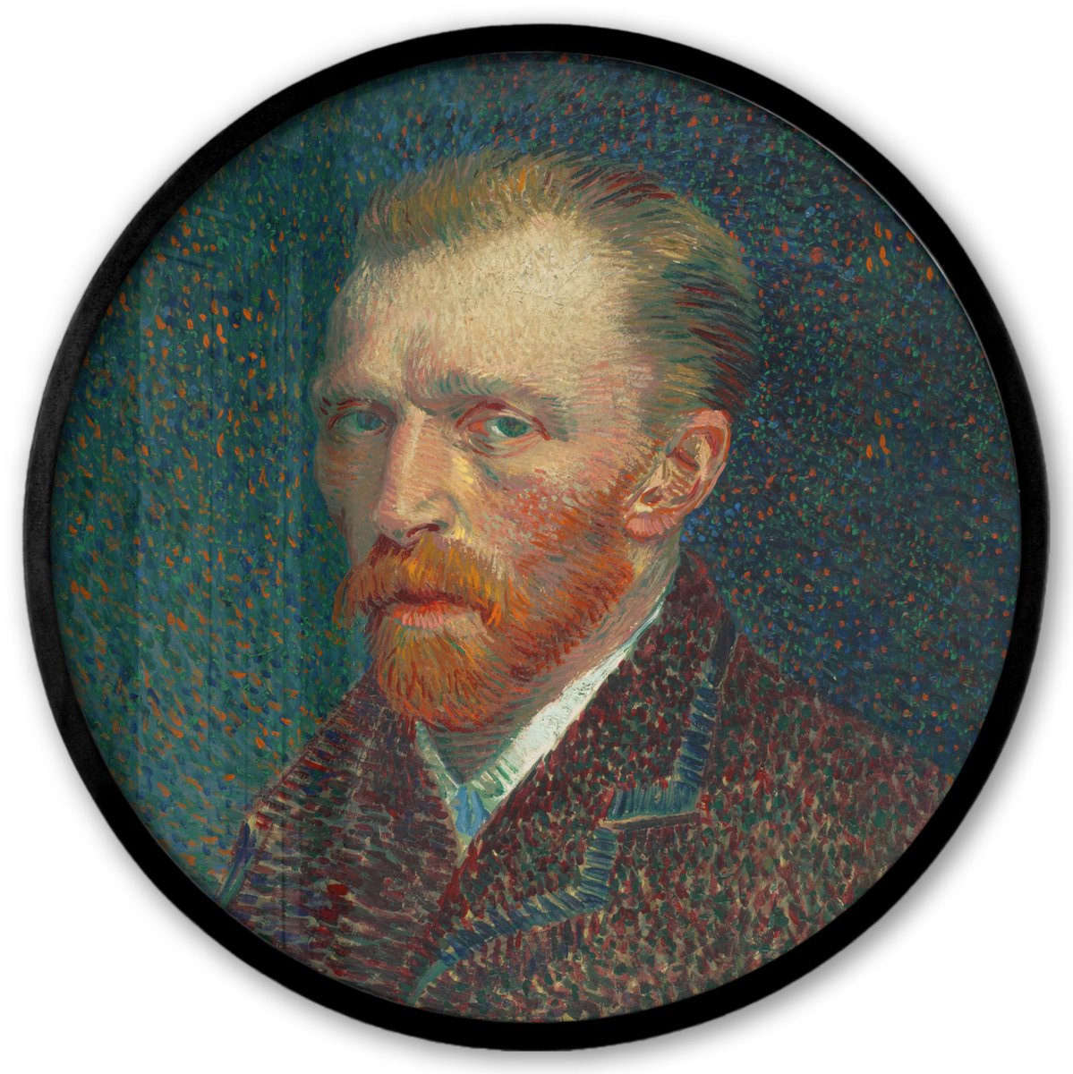 FrameYourWall Poster in lijst Rond - Fotolijst 40x40 cm - Posters - Kunst - Van Gogh - Oude meesters - Zelfportret - Ronde posterlijst zwart - Decoratie - Wanddecoratie woonkamer - Muurdecoratie slaapkamer Multicolor